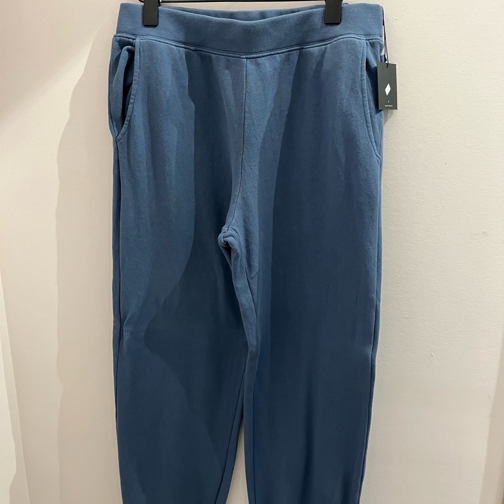 Blue Track Pants with Elastic Waistband and Ankles, Relaxed Fit, Pockets
